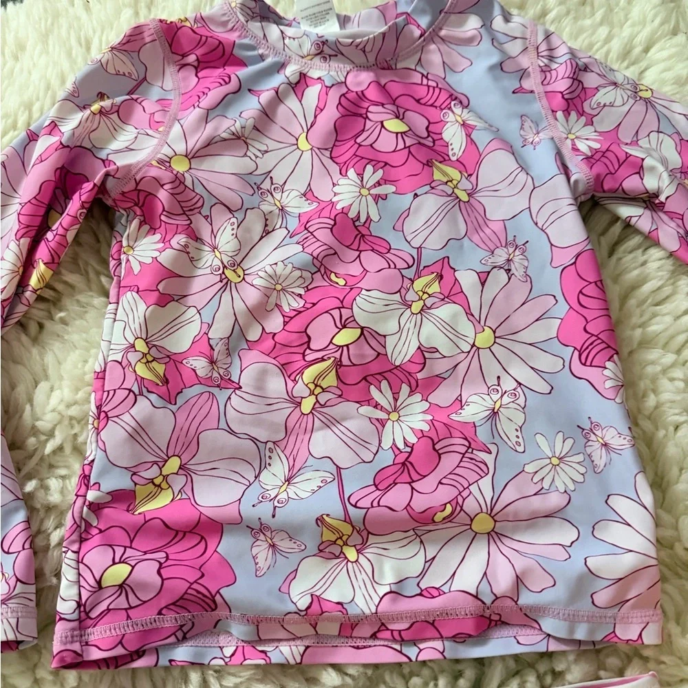 Floral Long Sleeve Kids Swim Set